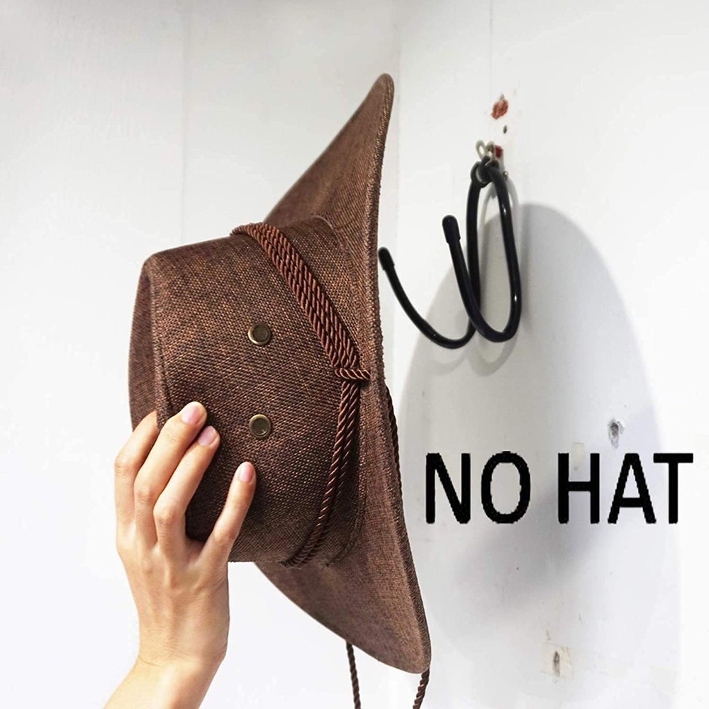 Pmsanzay Cowboy Hat Rack Organizer Display - Wall Mount Holder With Hooks - E...