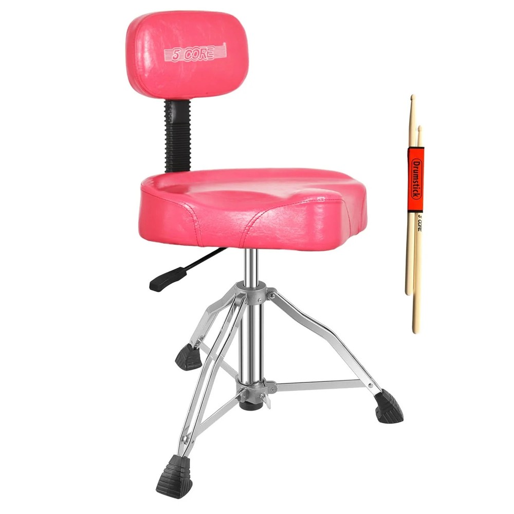 5 Core Drum Throne w Backrest 4" Padded Stool Adjustable 24.5" 441Lb Capacity