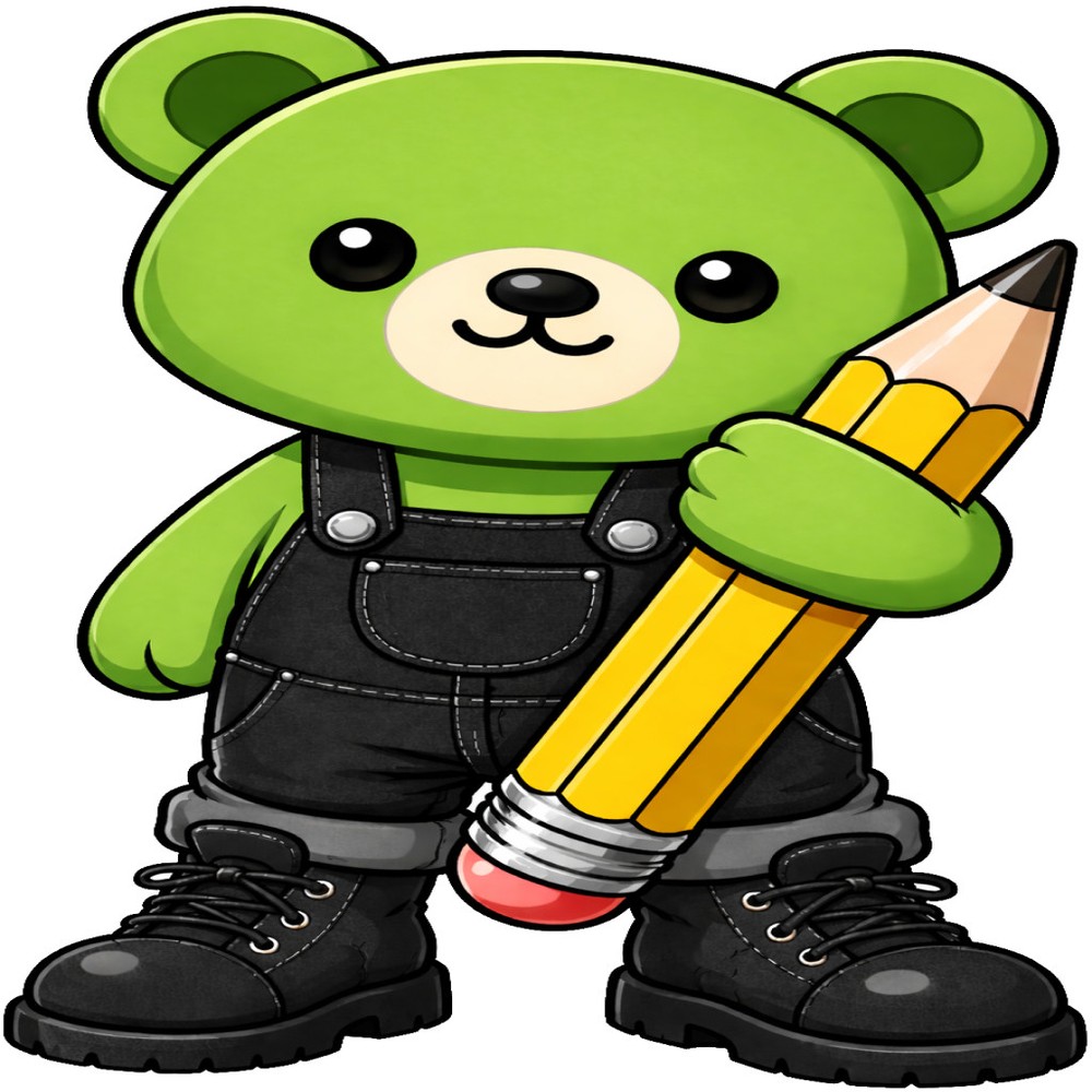 30 Custom Green Bear Writer Personalized Address Labels