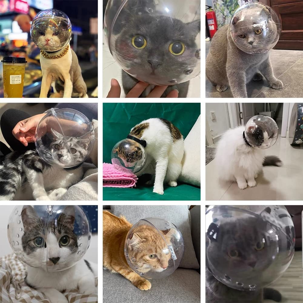 Cat Muzzle Combo - Adjustable Hood, Breathable Anti-Bite Muzzles to Prevent B...