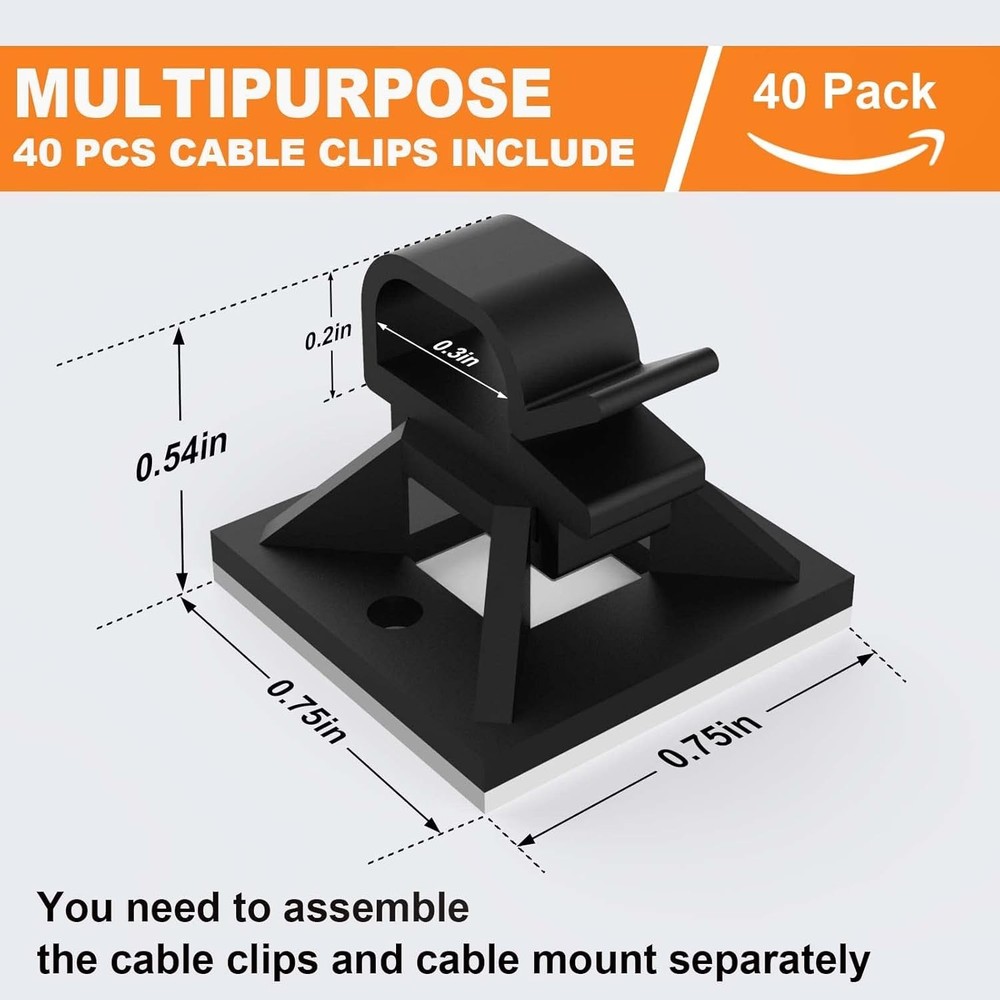 140 Pack 3/4" Zip Tie Adhesive Mounts Self Adhesive Cable Base Holders Black