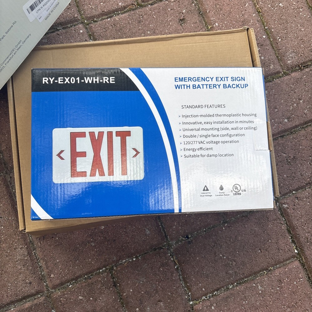 GZRUIYANG Exit Sign with Emergency Lights Red, LED Emergency Exit Light