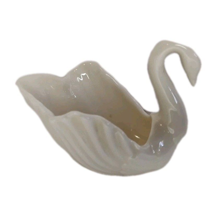 Lenox Swan Trinket Dish Figurine Ivory Porcelain Wedding Decor Small 2"