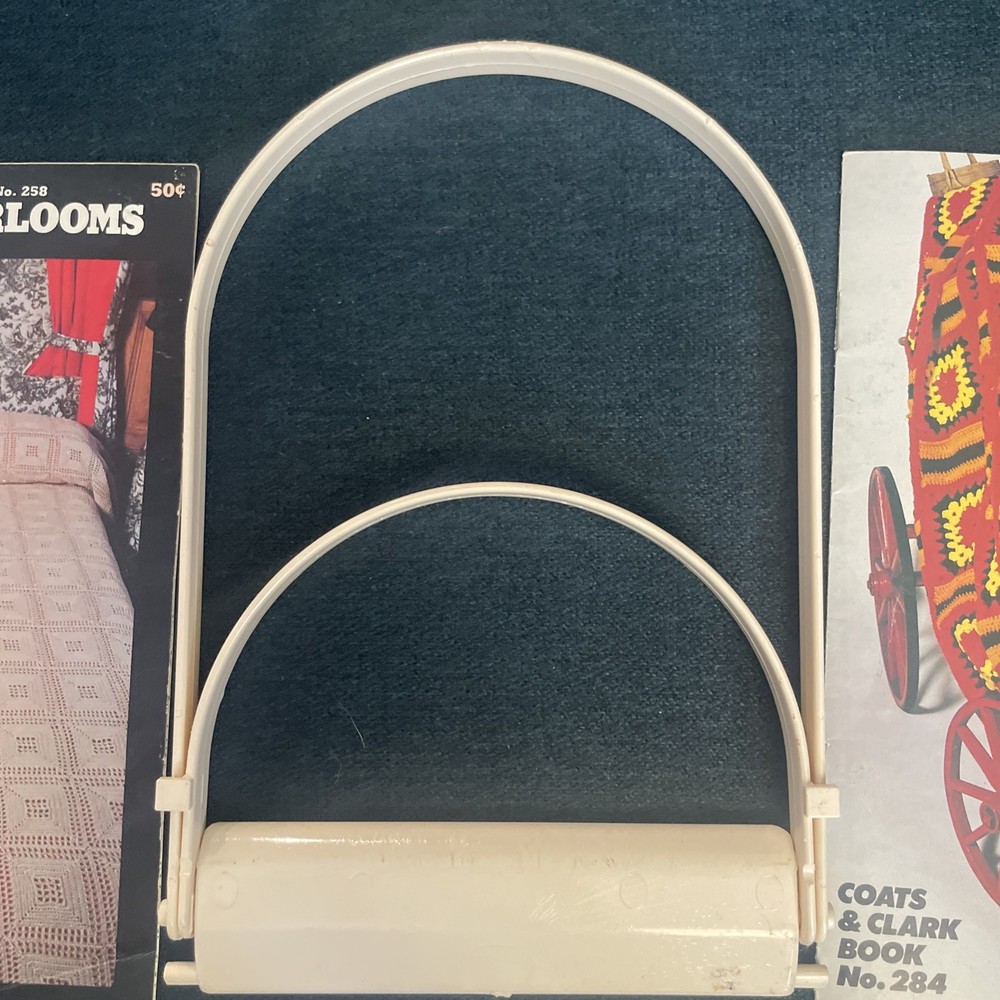 Vintage Lo Ran folding stand for holding patterns + 2 Crochet Pattern Booklets