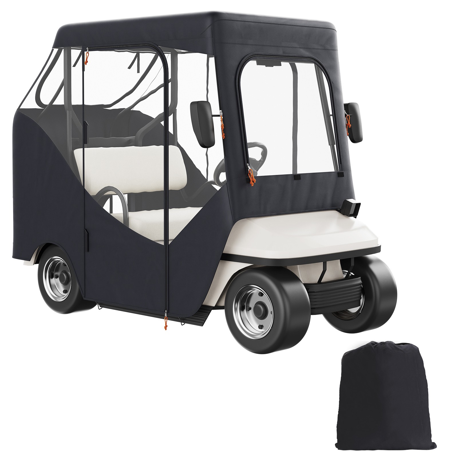 Uimoso 2-Person Golf Cart Cover Waterproof Enclosure with Durable 600D Polyester