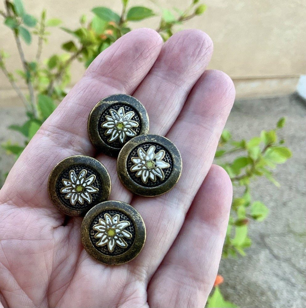 Edelweiss Hand Painted Buttons ( 4 )