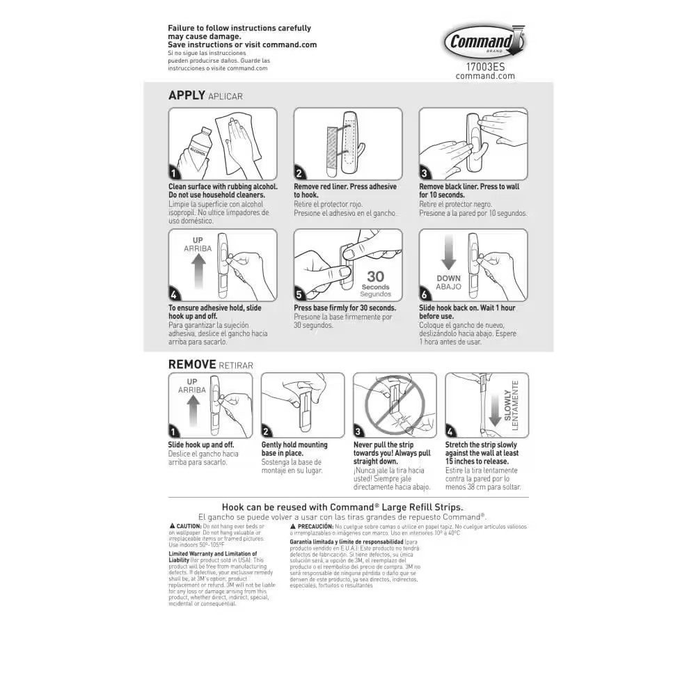 Command Large Utility Hooks, White, Damage Free Hanging, 6 Hooks and 12 Command