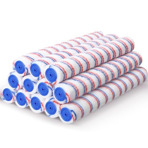 12 Pcs 18 Inch 1/2 Nap Paint Roller Covers Bulk Microfiber Refill Roller