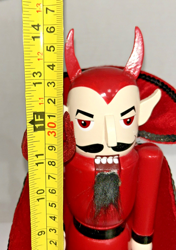 Vintage Devil Nutcracker With Red Cape Holding A Pitchfork Spooky Halloween 2012