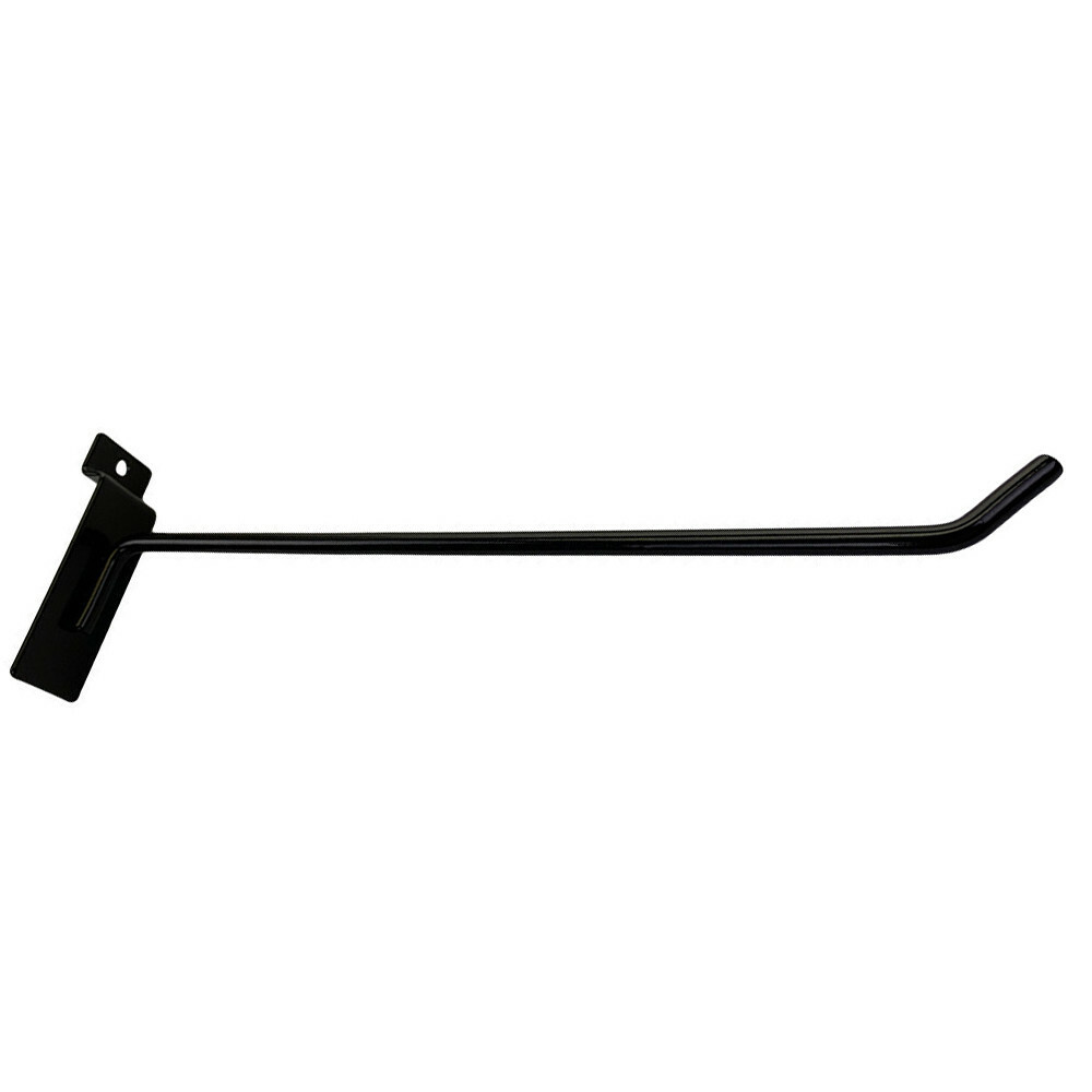 12" Slatwall Hook Panel Display Hooks, 1/4" Thickness Metal, Black - PACK 24