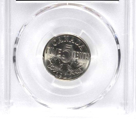 1922 Canada 5 Cents, PCGS MS 64, Attractive Example, KM 29.