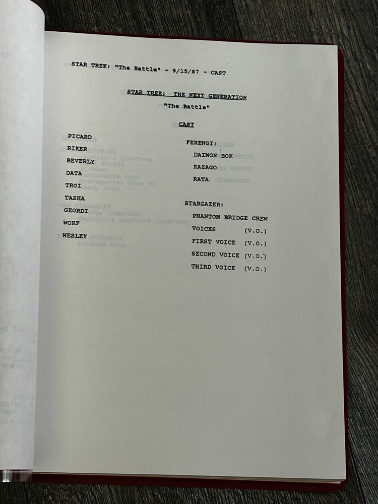 STAR TREK Script The Next Generation The Battle Revised Final Draft Sept 15 1987