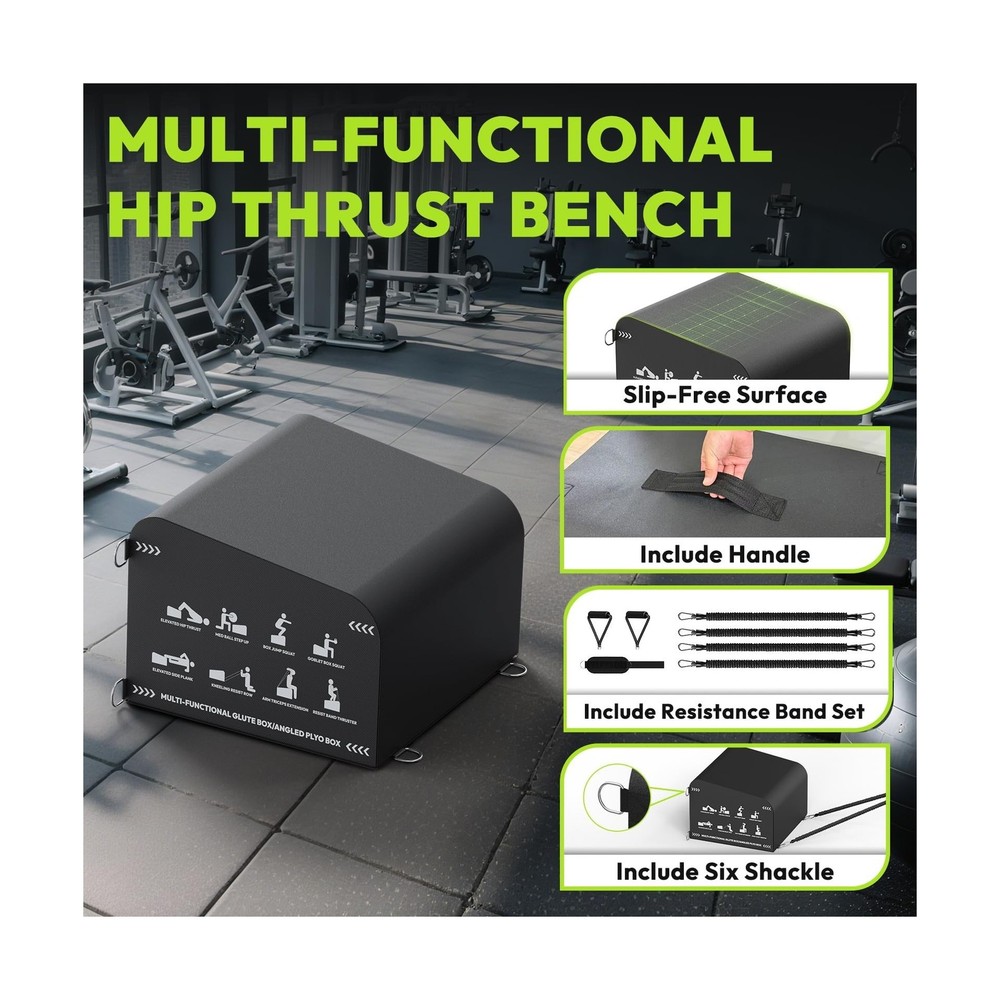 Hip Thrust Bench, Multi-Functional Slip-Free Hip Thrust Machine for Glute Bri...