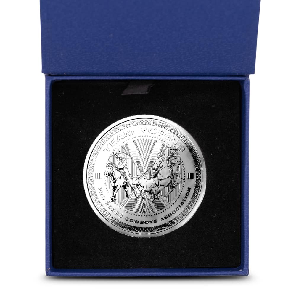 1 oz Reverse Proof Texas Mint PRCA Team Roping Silver Round (Capsule, Box)