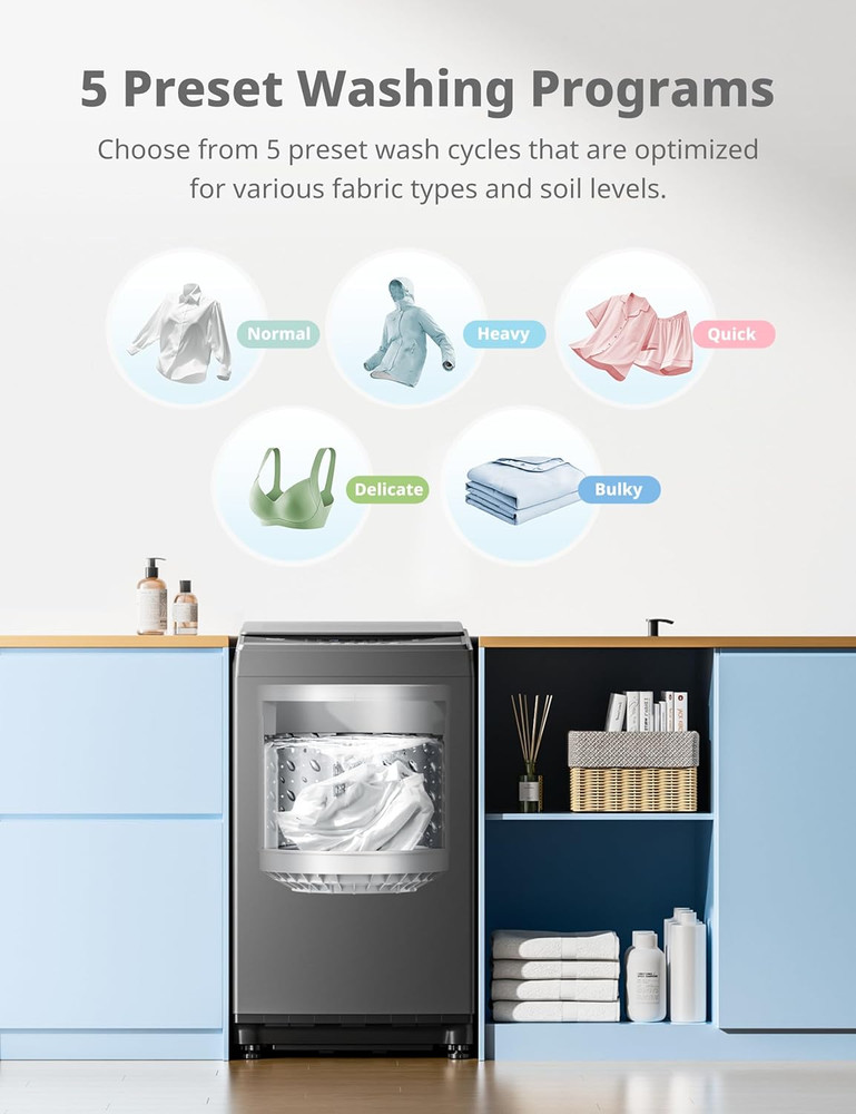 COMFEE’ 1.6 Cu.Ft Portable Washing Machine, 11Lbs Capacity Fully Automatic Compa