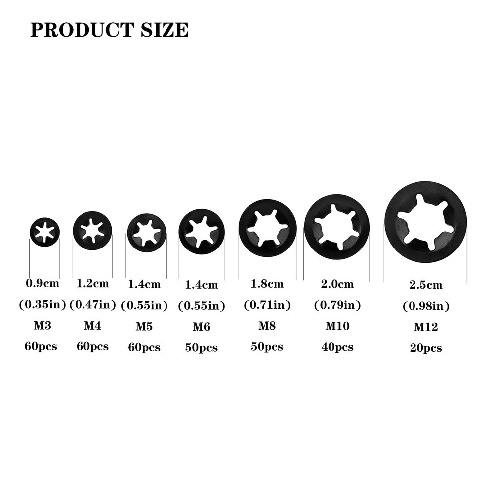 340 Pcs Internal Tooth Starlock Locking Washers, Push On Speed Clips Fastener...