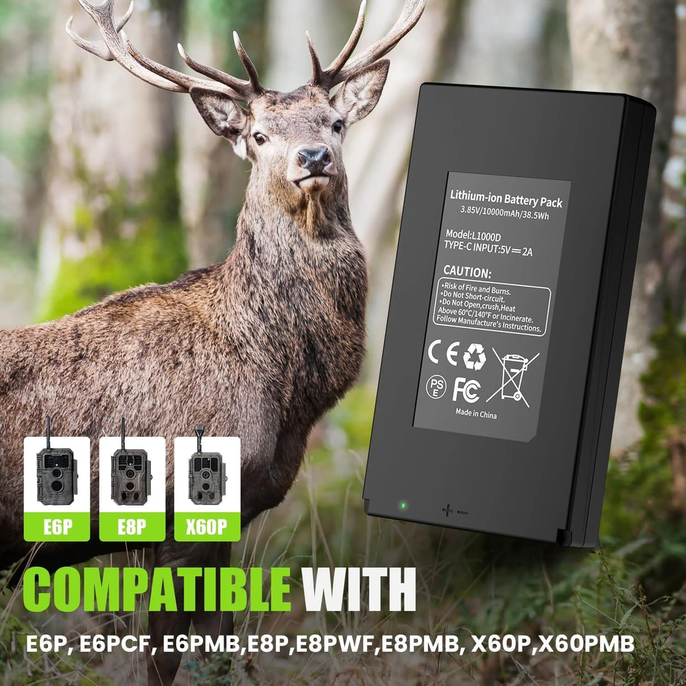 Rechargeable Battery Pack 10000mAh for GardePro Trail Camera E6P E8P X60P E6PCF