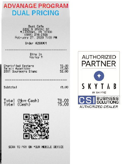 SKYTAB SOLO MOBLIE BY SHIFT4- ANY CONTRACTORw/DUAL PRICING MERCHANT A/C–ZERO FEE