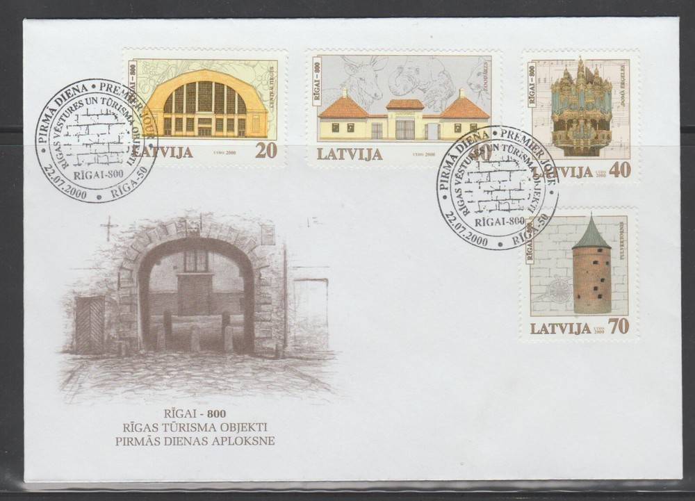 LATVIA FDC 2000 Riga views, ARCHITECTURE, Tourism