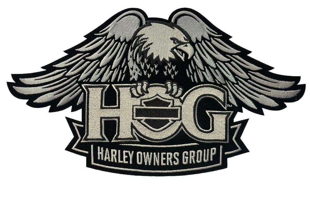 Harley Davidson Owners Group HOG Large Silver Eagle Patch 10 3/4" X 6"