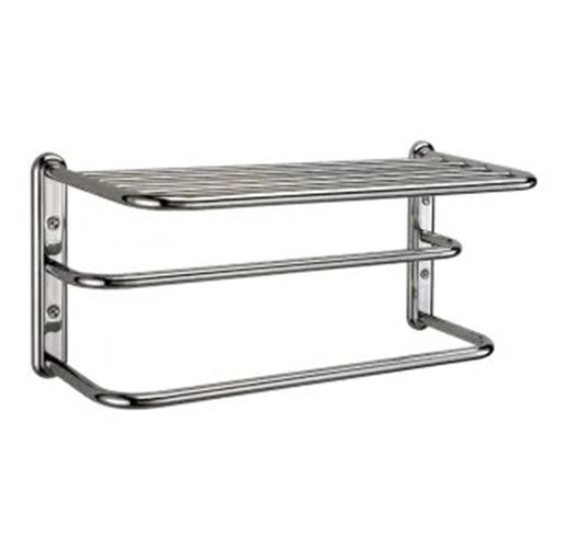 18" Towel Shelf with 2 Bars Polished Chrome