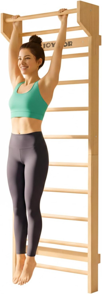 JOYMOR Gymnastics Swedish Ladder, Multiuse Exercise Ladder, Wall Mounted Pull up
