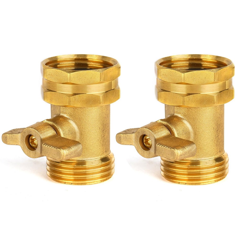 2 Pack Garden Hose Shut Off Valve - Extended Handle - 3/4" Heavy Duty Solid B...