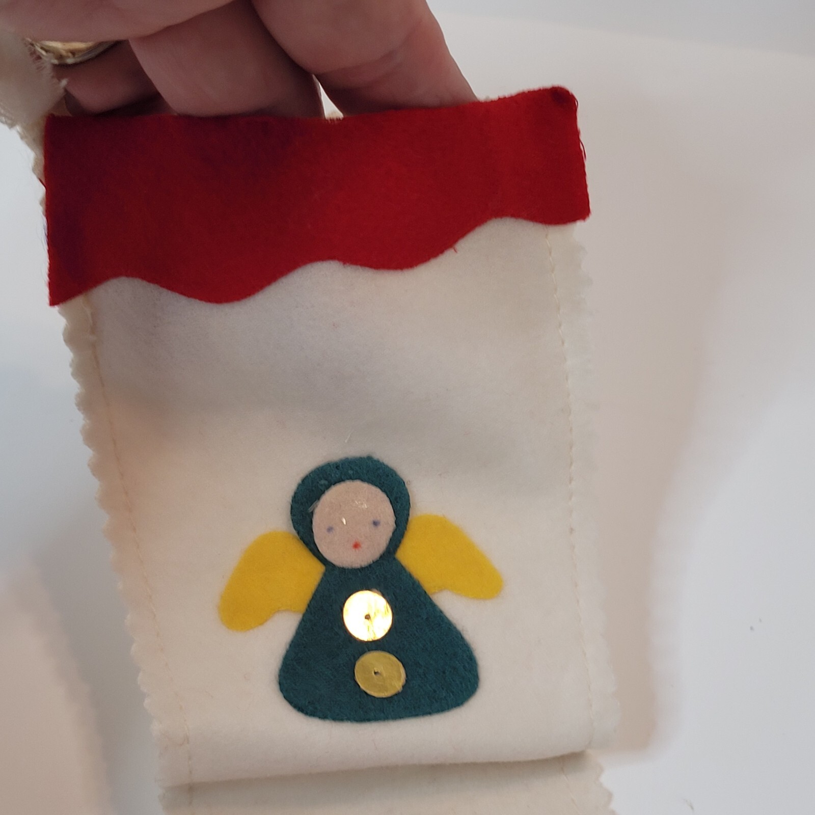 Vtg Felt Christmas Stockings Set Of 2 Toy Soldier & Angels Naive Style Japan?