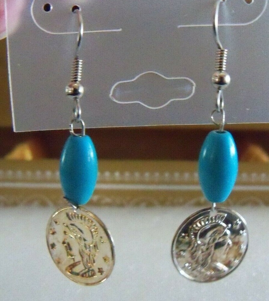 Handmade Earring w/Teal Stones