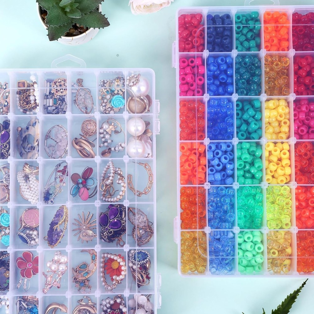 4 Pack Plastic Bead Organizer Box with Dividers