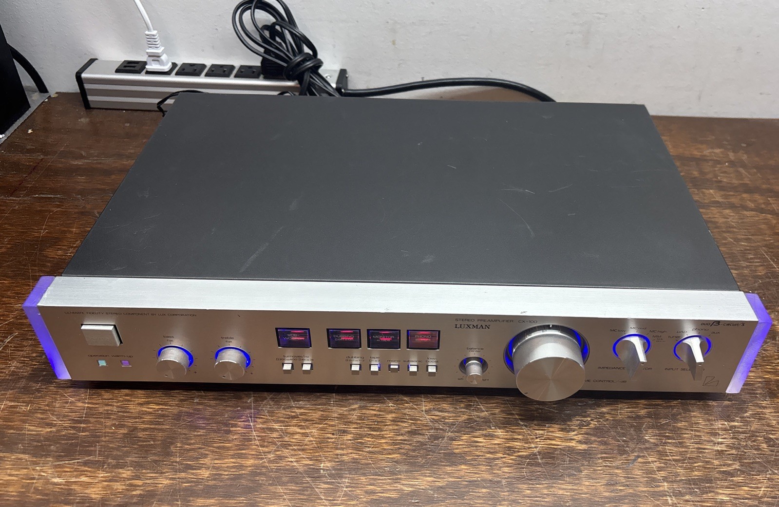 Luxman CX-100 Stereo Preamp -Recapped & Serviced & Custom Blue LED Sounds GREAT