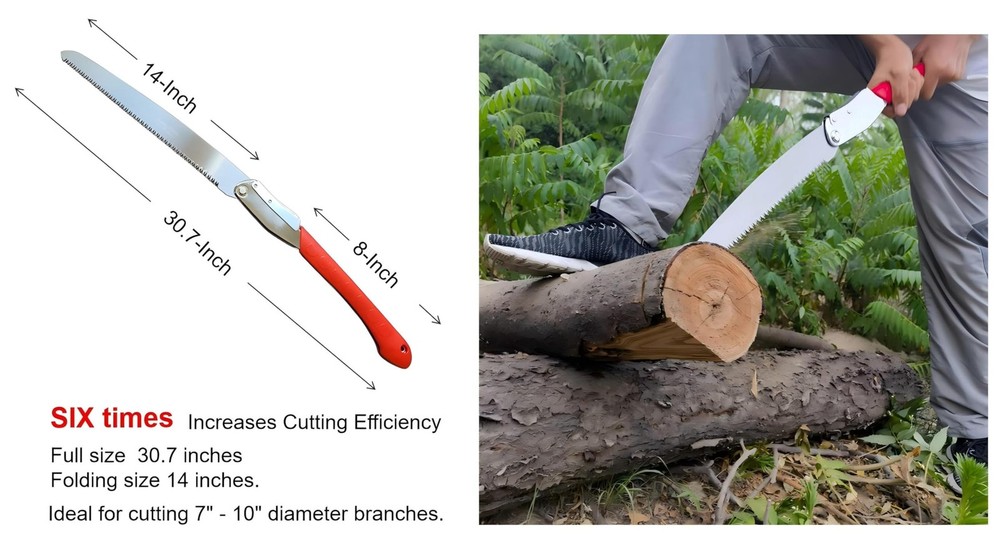 DragonflyTEC Large Folding Saw:Extra-Long 14-Inch Blade Extra Large, Red