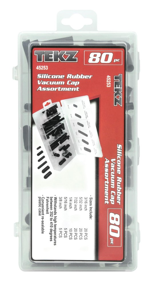 Tekz 45253 80-Piece Silicone Rubber Vacuum Cap Assortment