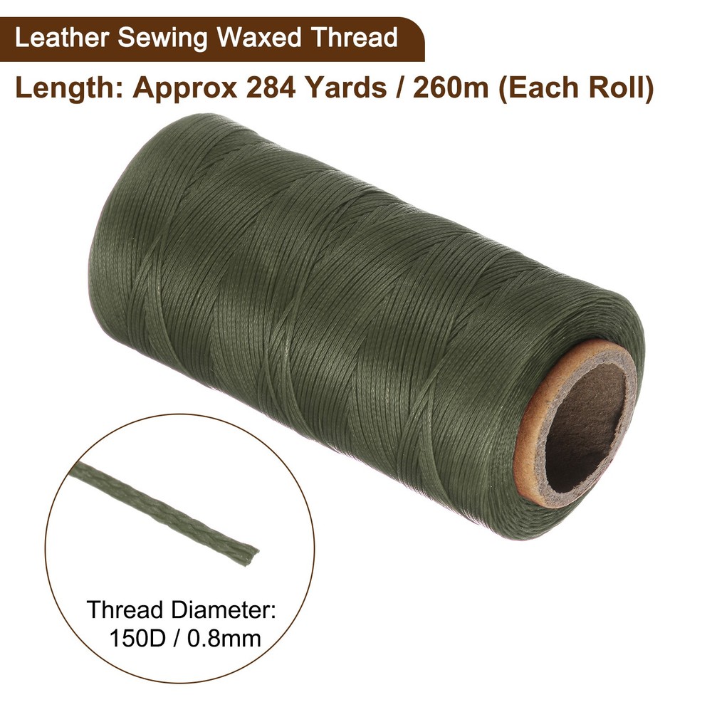 150D Waxed Thread 284 Yards Polyester Leather Sewing Waxed String Dark Green