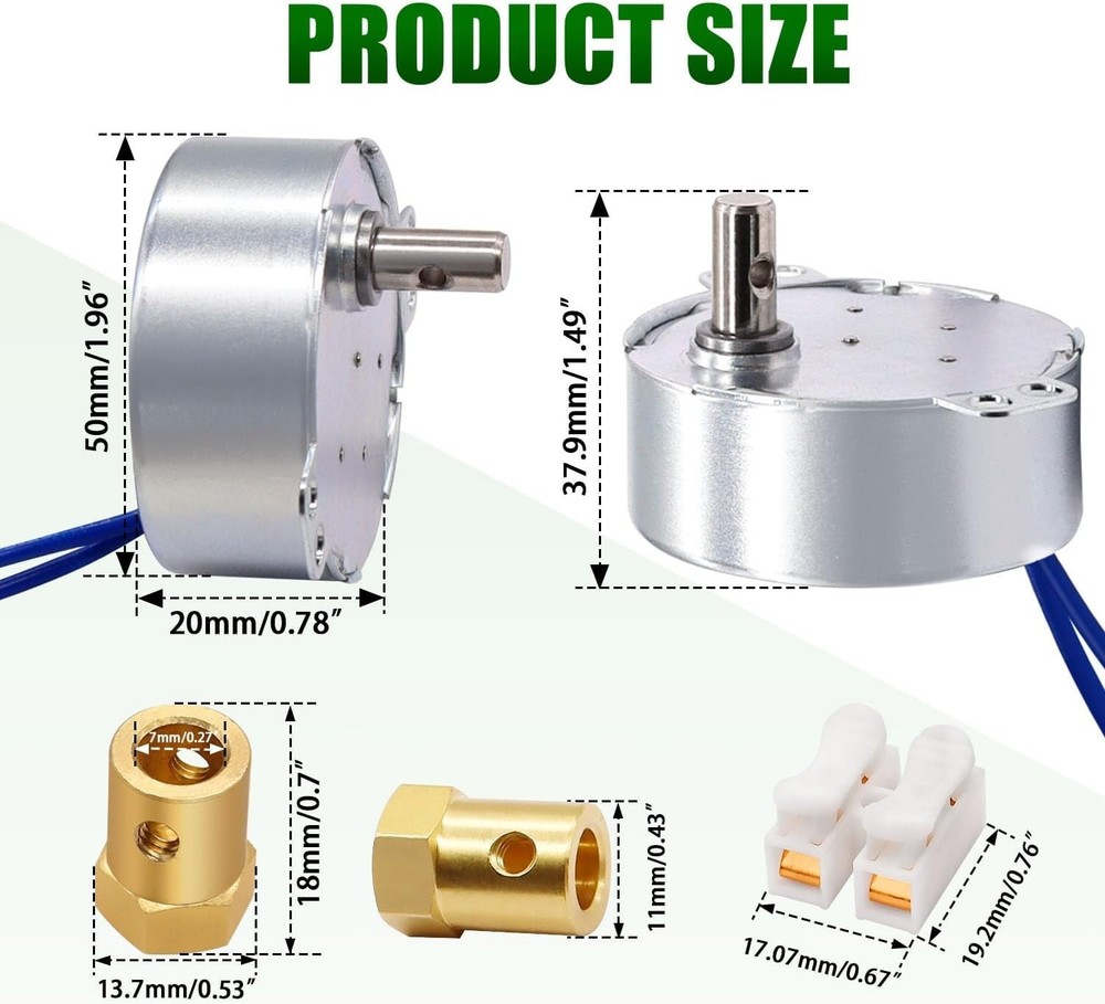 Efficient 4W AC Synchronous Turntable Motor with Quick-connect Cord & Coupling
