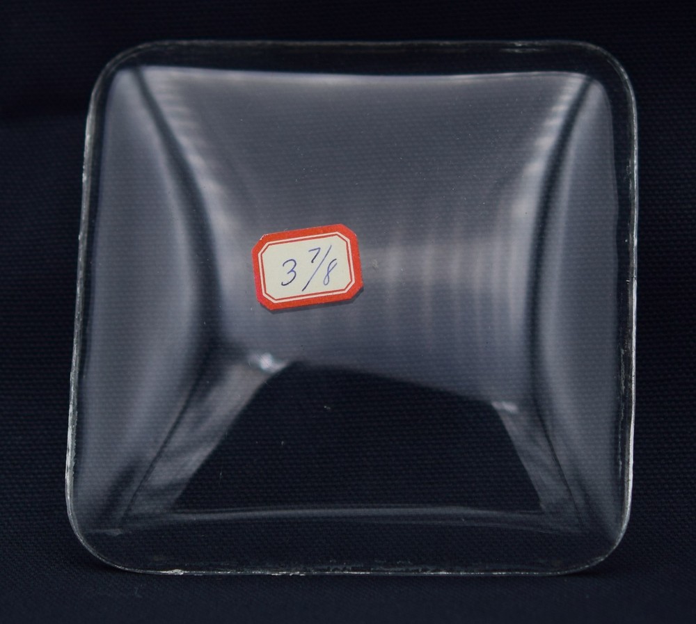 Vintage Convex Clock Glass 3-7/8 Square