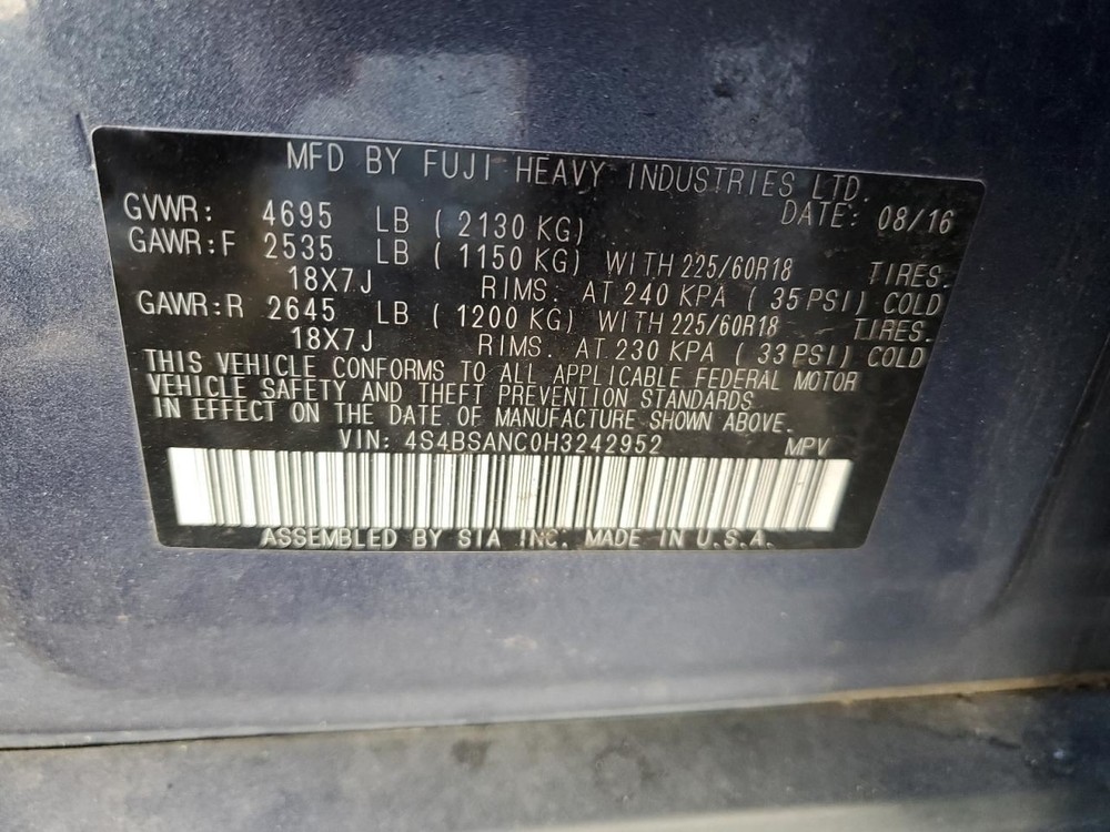 LEGACY 2017 Transmission Shift 984913