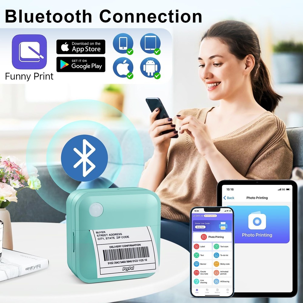 Doobuli Label Maker Machine with Tape - Thermal Label Printer Bluetooth Label...