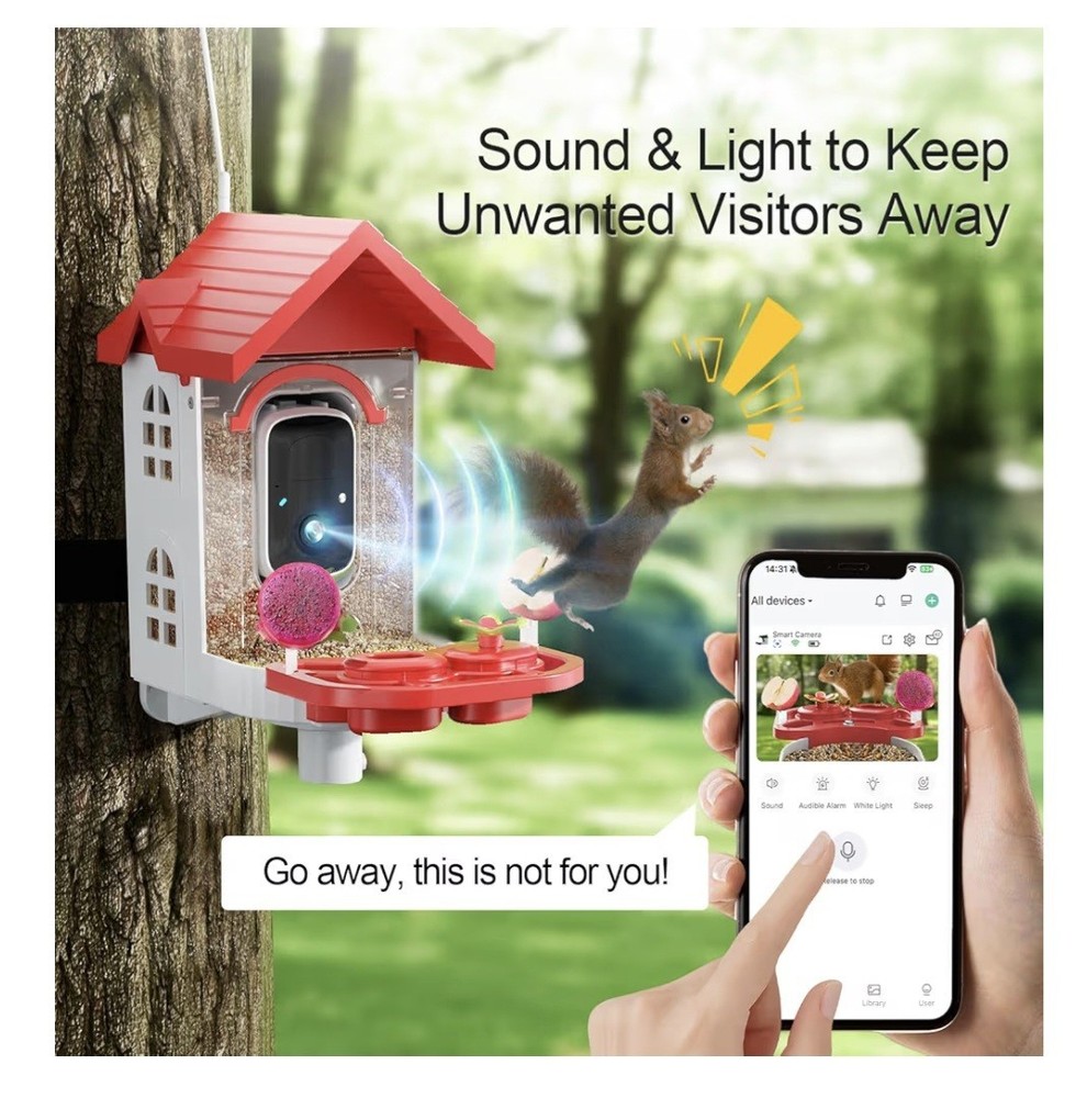 Bird Feeder Seed Feeder Camera AI Recognition Solar Powered Night Vision Hanging