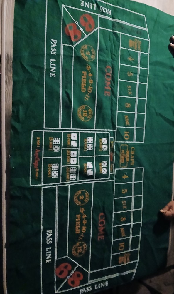 Green Craps Table Layout Cloth Casino Gaming Surface