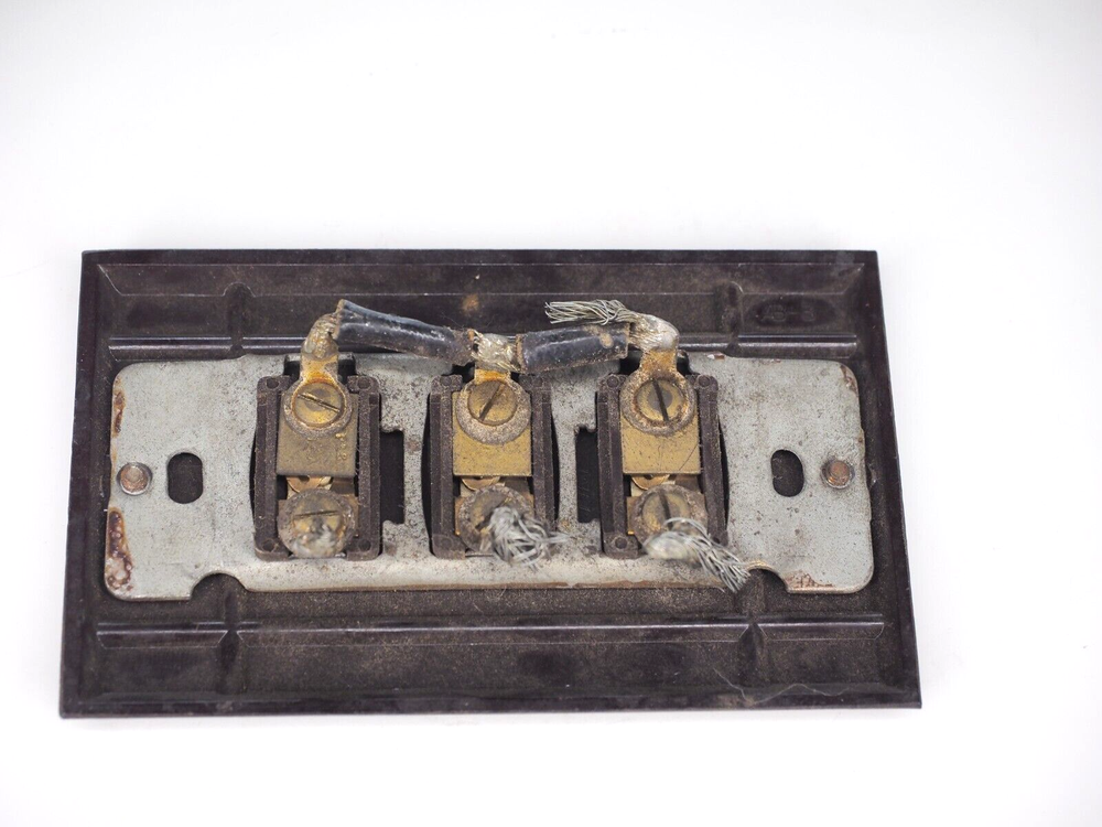 Antique bakelite push three button switch plate and switch