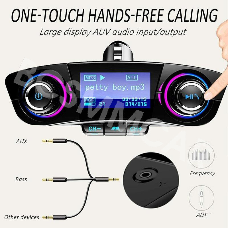 Bluetooth 4.0 FM Transmitter 1.3in LED Screen For Car Wireless Bluetooth FM 2USB
