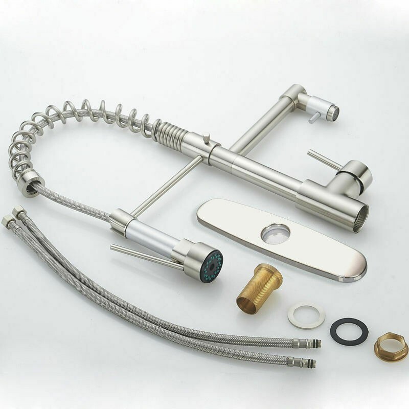 Kitchen Sink Faucet Stainless steel Single Handle Pull Down Sprayer Swivel Mixer