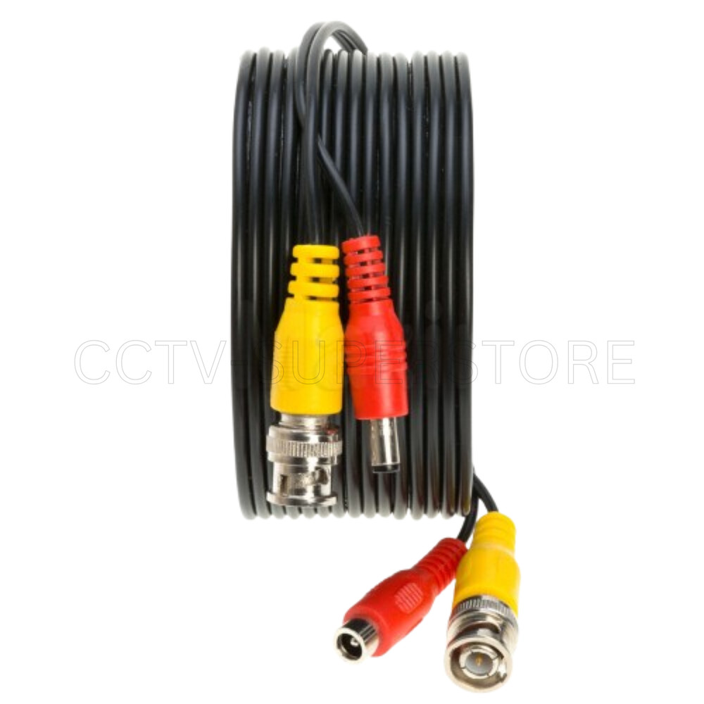 BNC Video Power Extension Cable for CCTV Security Camera DVR 10FT-100FT Black