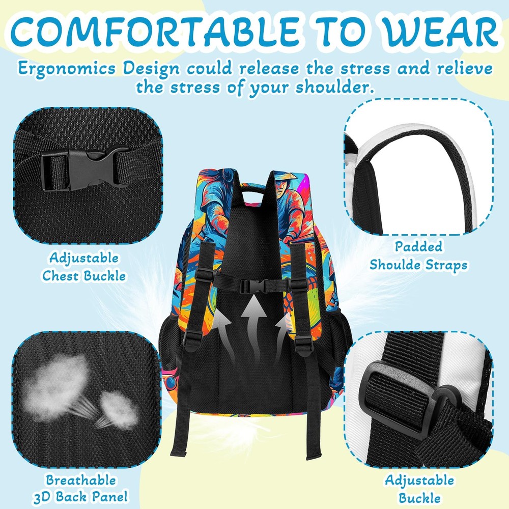 Softball Backpack for KidsSchool Bookbag Large Capacity Adjustable Bookbag Du...