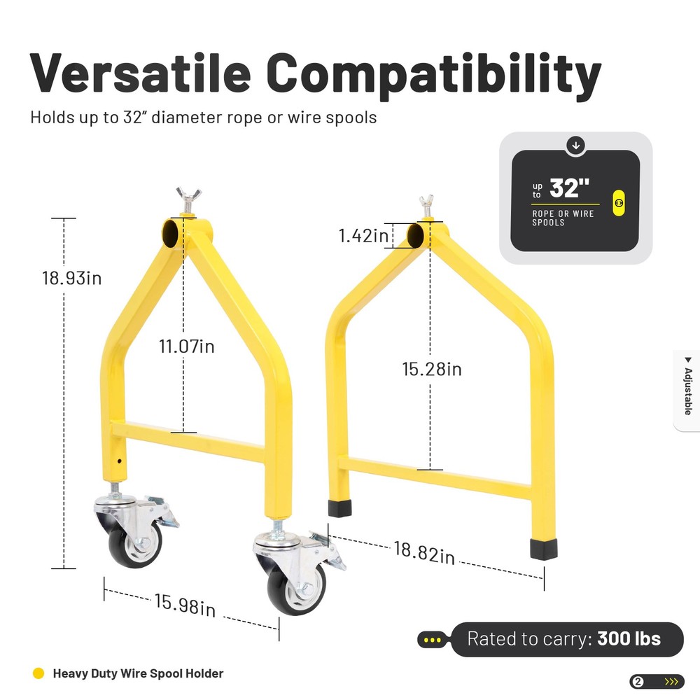 Universal Wire Spool Rack Holder on Wheel Dispenser Electrical Wire Pulling Rack