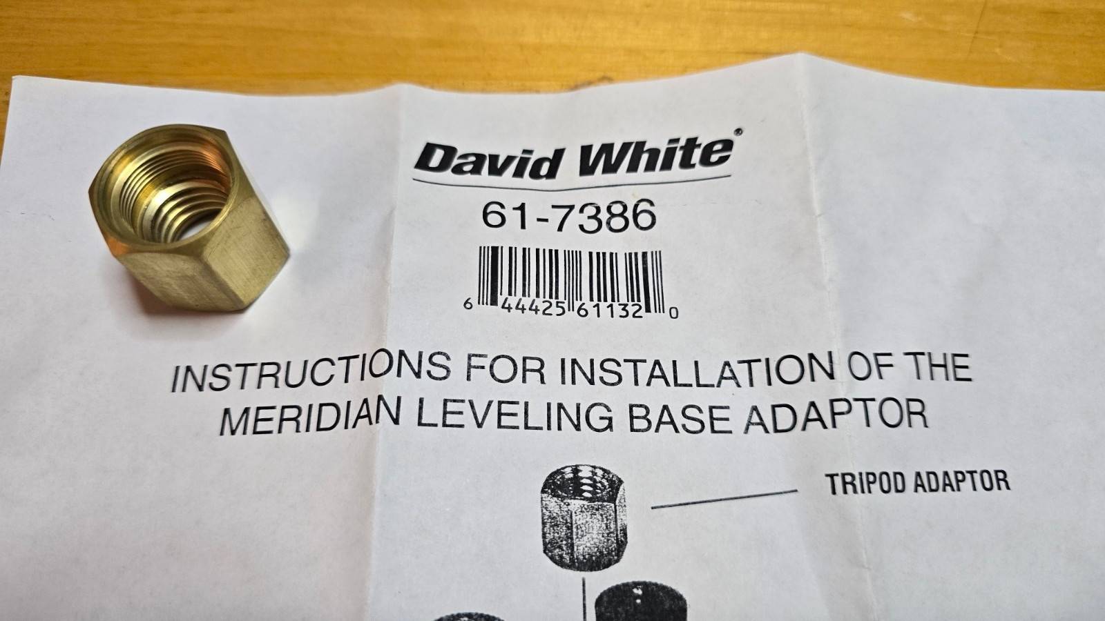 David White 61-7386 meridian leveling base adaptor - NEW