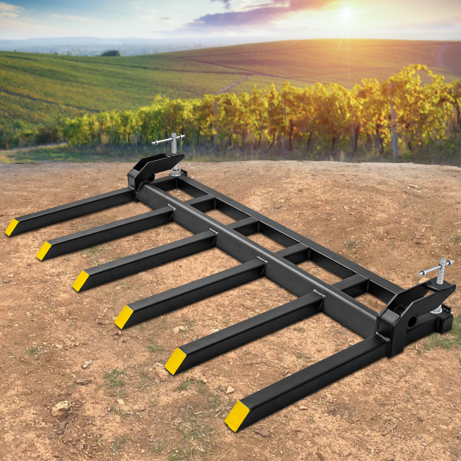 21" Fork Length 4000LBS Clamp-On Debris Forks For 60" Buckets Skid Steers Heavy