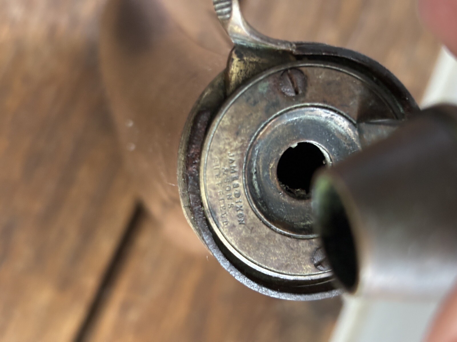 Antique Civil War Period James Dixon Black Powder Brass Copper Flask Horn