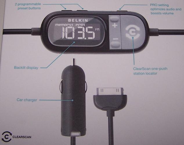 BELKIN F8Z182 ClearScan FM Transmitter + Charger for iPod with 30-pin Connector